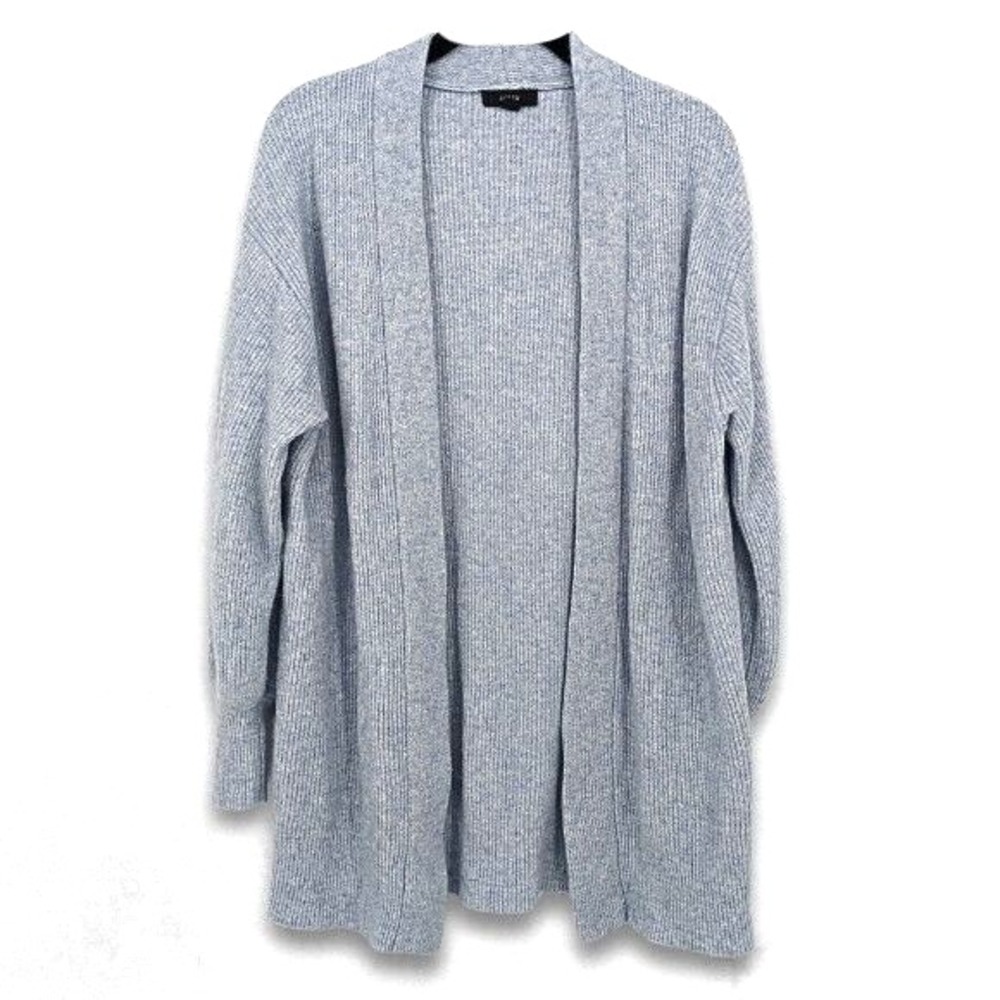 J Crew Alpaca Merino Wool Cardigan Women Small Blue Ribbed Knit Open Front Soft